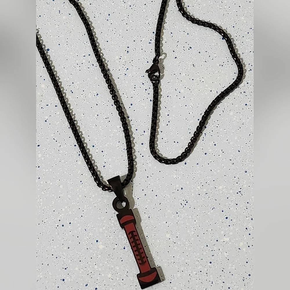 Football Stainless steel I English Alphabet Necklace black letter Pendant